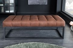 Design Sitzbank PETIT BEAUTÉ 110cm antik braun Microfaser schwarzes Metallgestell