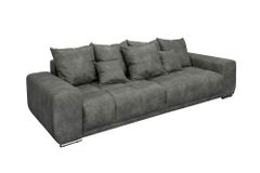 Big Sofa ELEGANCIA 285cm grau Microfaser XXL Couch inkl. Kissen Federkern