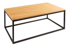 Industrial Couchtisch ARCHITECTURE 100cm Wildeiche geölt schwarzes Metallgestell Massivholz