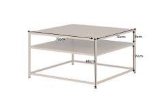 Moderner Couchtisch DURA STEEL 70cm greige Metall mit Ablagefach