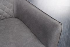 Drehbarer Design Stuhl ALPINE grau hellgrau Armlehnen schwarze Metallbeine