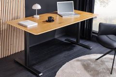 Höhenverstellbarer Schreibtisch OAK DESK 160cm natur Eiche schwarz Metall