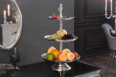 Elegante Etagere ORIENT 50cm silber im Rice Hammerschlag Design mit drei Etagen