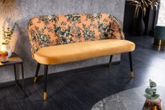 Design Bank PRÊT-À-PORTER gelb Samt florales Muster und goldene Fußkappen