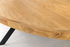 Massiver Esstisch GALAXIE 240cm braun Mangoholz oval schwarz Eisen Sterngestell