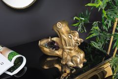 Handgearbeitete Deko Schale HIPPO 30cm messing gold Metall Aluminium