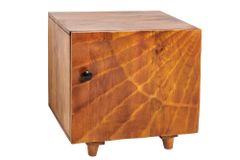 Massiver Nachttisch SCORPION 50cm braun Mangoholz Beistelltisch mit 3D Schnitzereien