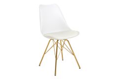 Design Stuhl SCANDINAVIA MEISTERSTÜCK weiß goldene Beine