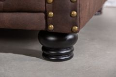 Chesterfield Sessel 110cm vintage braun mit Knopfheftung und Federkern