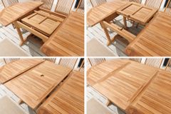 Ausziehbarer Gartentisch EMPIRE TEAK 120-180cm natur Massivholz oval