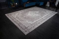 Orientalischer Baumwoll-Teppich PURE UNIQUE XXL 350x240cm antik-hellgrau geometrische Muster