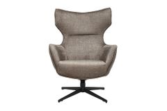 Drehbarer Sessel VOGUE taupe Samt schwarze Metallbeine mit Armlehne