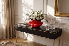 Extravagante Deko-Vase LIP 40cm rot handmade Hochglanz