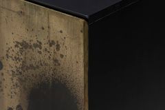 Exklusives Sideboard OXID 180cm schwarz gold massives Mangoholz Metall Soft Close
