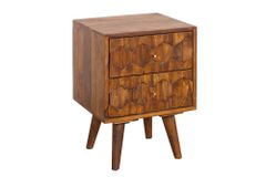 Massivholz Beistelltisch MYSTIC LIVING 60cm braun Sheesham stone finish Nachttisch