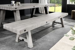 Industrial Sitzbank FINCA 200cm grau Pinie recyceltes Massivholz Eisen