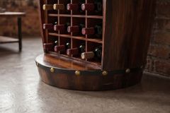 Massives Weinregal BODEGA 97cm coffee braun Pinie Fass-Bartisch für 24 Flaschen