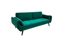 Retro Schlafsofa DIVANI 220cm smaragdgrün Samt 3-Sitzer mit Bettfunktion