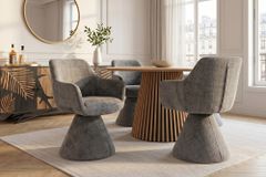 Drehbarer Stuhl AMBIENTO grau Bouclé 180° mit Auto-Return Polsterstuhl