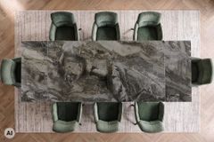 Design Esstisch DIAMOND 180-260cm taupe Keramik Metallgestell schwarz