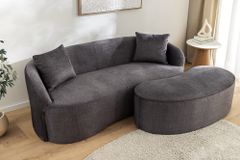 Extravagantes Sofa ELEMENTAL 180cm graphit grau Samt 2-Sitzer Couch organische Form