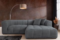 Modernes Ecksofa ZERO GRAVITY 240cm dunkelgrau Cord 3-Sitzer Couch L-Form