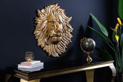 Goldene Wanddeko WILDLIFE LION 60cm gold Metall Löwenkopf-Skulptur handmade