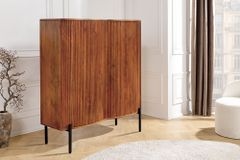 Massives Highboard GRANDEUR 120cm braun Mangoholz schwarz Metall