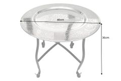Runder Beistelltisch MARRAKESCH 40cm silber Teetisch abnehmbares Tablett klappbar