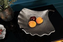 Dekorative Schale GINKGO 45cm silber handmade Metall