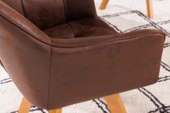 Design Stuhl LOFT antik braun Microfaser drehbar massiv Buchenholz mit Armlehne