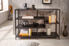 Industrial Bücherregal SLIM LINE 114cm Esche schwarz fünf Regalböden