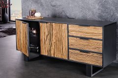 Massivholz Sideboard BARRACUDA 150cm Teak Mango schwarz Metall recycelt