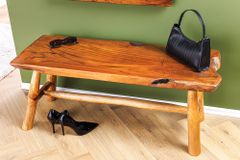 Massive Bank ROOT 100cm braun natur Teakholz Baumstamm Holzstrebe