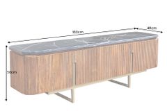 Design TV-Board GATSBY 160cm braun gold Mangoholz Marmor Metallgestell
