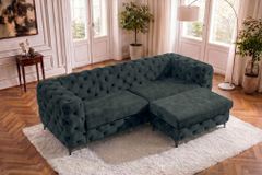 Chesterfield Sitzhocker MODERN BAROCK 95cm petrol Samt Fußhocker
