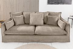 Großes 3-Sitzer Sofa HEAVEN 200cm greige Cord Federkern Hussensofa