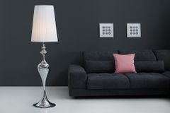 Edle Design Stehlampe LUCIE 160cm silber weiß Barock Stil Stehleuchte