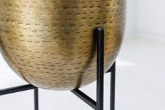 2er Set Blumentopf UNIT 70/50cm gold schwarz Metall Hammerschlag Design