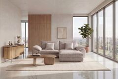 Stilvolles Big Sofa SOHO 260cm beige Chenille 4-Sitzer Couch mit Wellenunterfederung