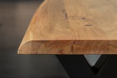 Massive Baumstamm Bank MAMMUT NATURE 160cm Akazienholz 3,5cm dicke Platte