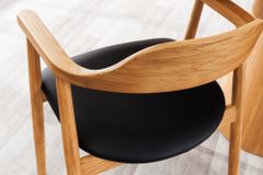 Retro Stuhl VALHALLA WOOD matt-braun Eiche Massivholz mit Armlehne