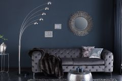 Design Bogenlampe FIVE LIGHTS 205cm chrom Stehlampe mit schwarzem Marmorfuß