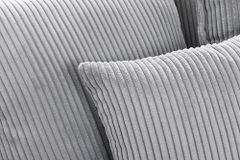 Großes 3-Sitzer Sofa HEAVEN 200cm hellgrau Cord Federkern Hussensofa abnehmbarer Bezug