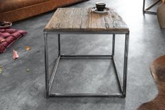 Industrial Beistelltisch BARRACUDA 40cm recyceltes Massivholz mit geflexten Beinen