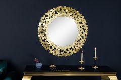 Dekorativer Wandspiegel COINS 80cm XL antik gold rund aus Metall handmade
