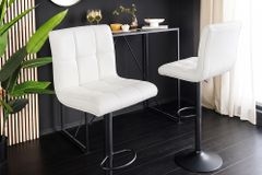 Höhenverstellbarer Barhocker MODENA weiß Kunstleder schwarz mit Lehne drehbar