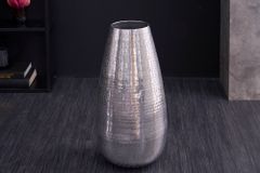 Elegante Vase ORIENT 50cm silber im Grid Hammerschlag Design