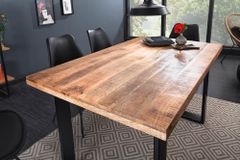 Massiver Esstisch IRON CRAFT 120cm Mangoholz schwarzes Eisengestell Kufe Industrial Design