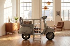 Extravaganter Bartisch SCOOTER 180cm salbei Retro-Konsole Motorroller Mangoholz Upcycling